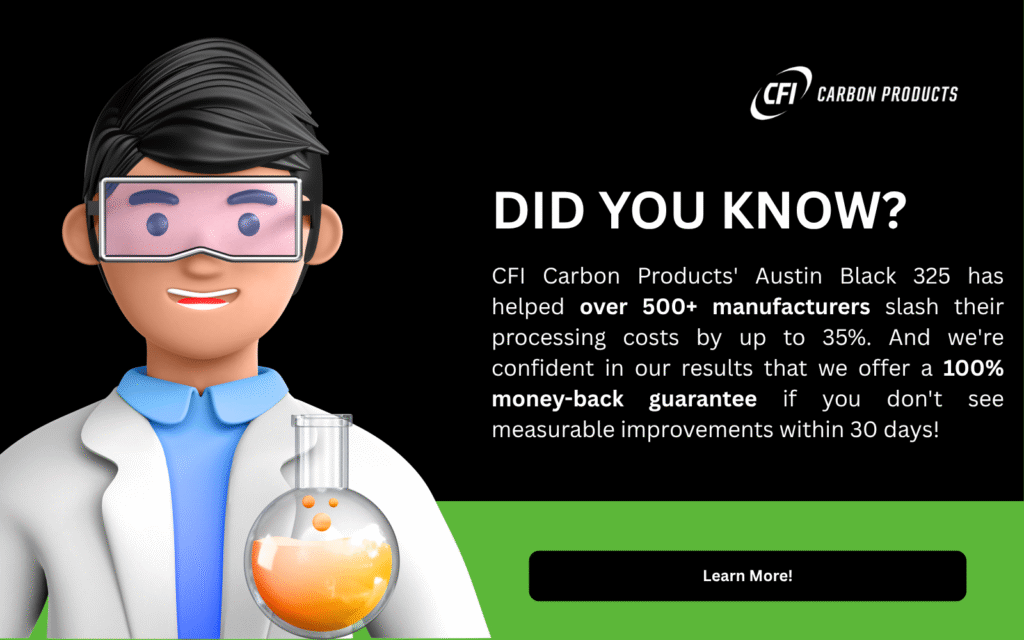 CFI Carbon Products Austin Black 325 polymer processing additives helping 500+ manufacturers with 100% money-back guarantee