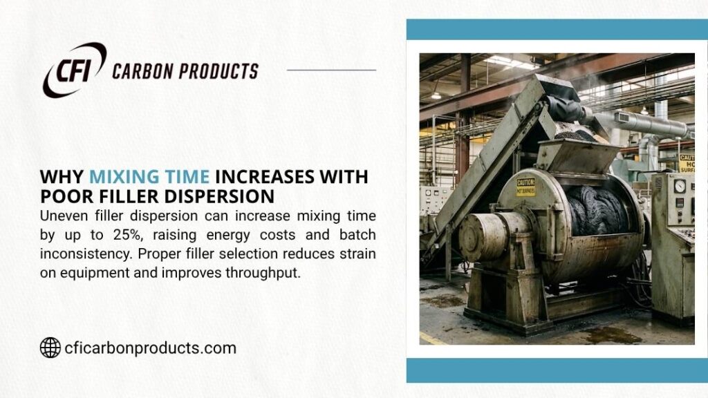 Industrial rubber mixing machine in a factory showing how poor filler dispersion increases mixing time and energy costs.